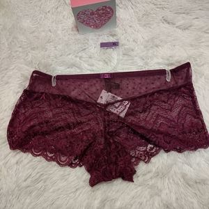 Black Fuschia ♡ Purple Swiss Dot Lace Panties XL NWT